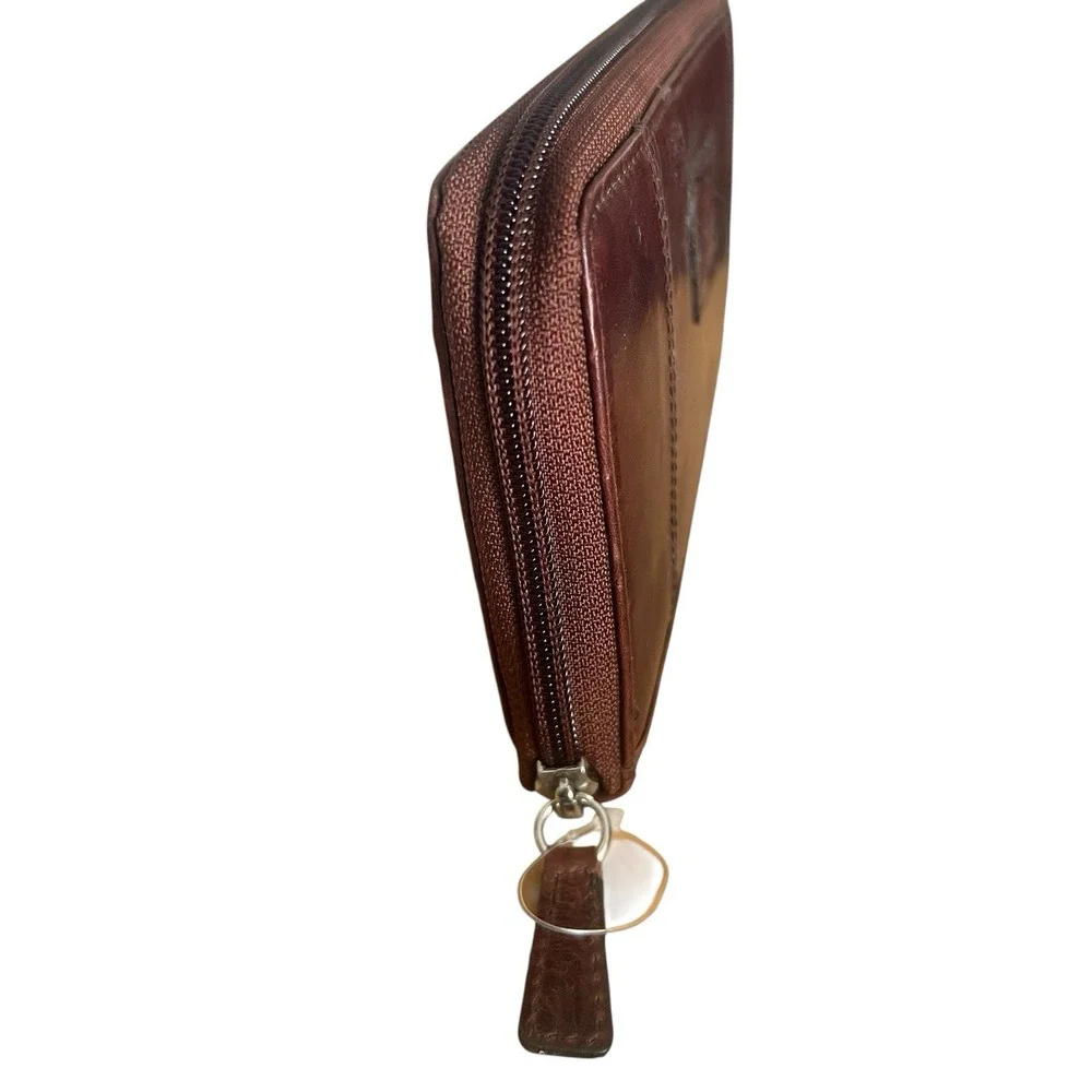 Mancini Women's Casablanca Collection Rfid‎ Secure Clutch Wallet Brown Nickel